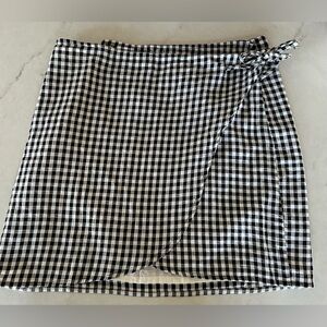Madewell Black and White Gingham Wrap Skirt